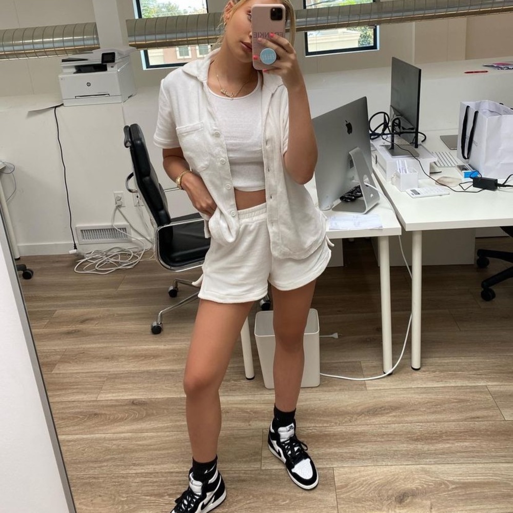 FRANKIES BIKINIS WHITE TERRY SHIRT